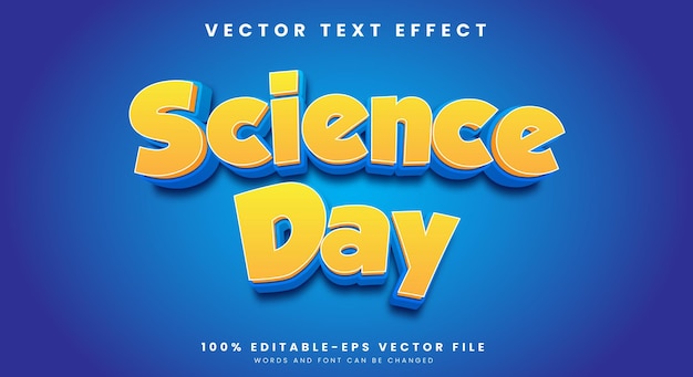 Día Nacional de la Ciencia Efecto de texto editable en 3D en estilo de tendencia moderna