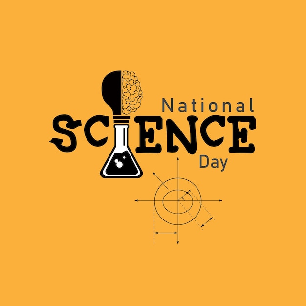 Día Nacional de la Ciencia Símbolo tipografía logotipo creativo celebrado el 28 de febrero Vector