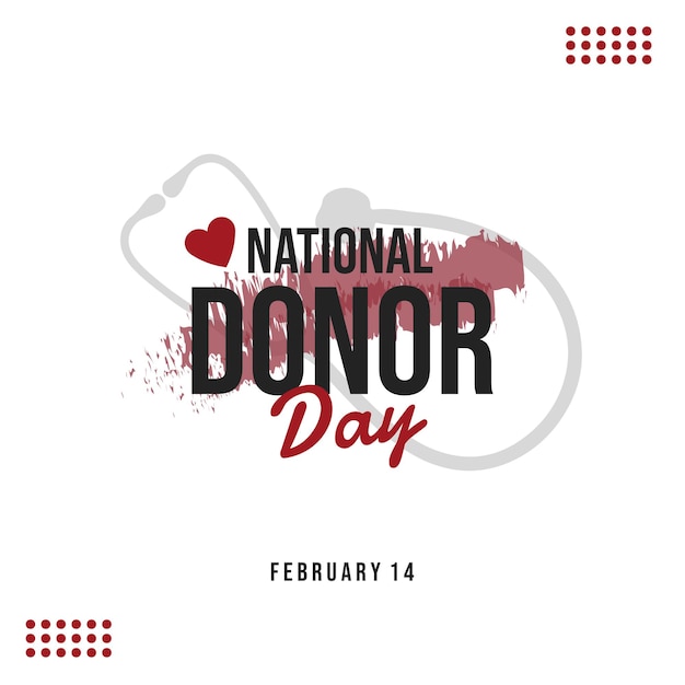 Vector día nacional del donante de órganos que se celebra cada año el 14 de febrero