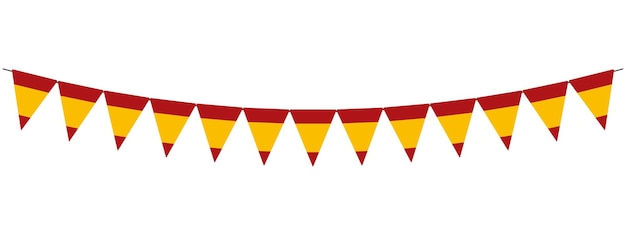 Día nacional de españa empavesado guirnalda banderines rojos y amarillos estilo retro vector elemento decorativo fiesta nacional de españa