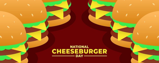 Día nacional de la hamburguesa con queso el 18 de septiembre Vector de diseño de plantilla de banner horizontal de fondo de banner