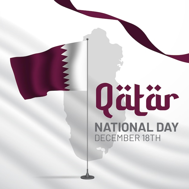 Día Nacional de Qatar 18 de diciembre ilustración sobre fondo aislado