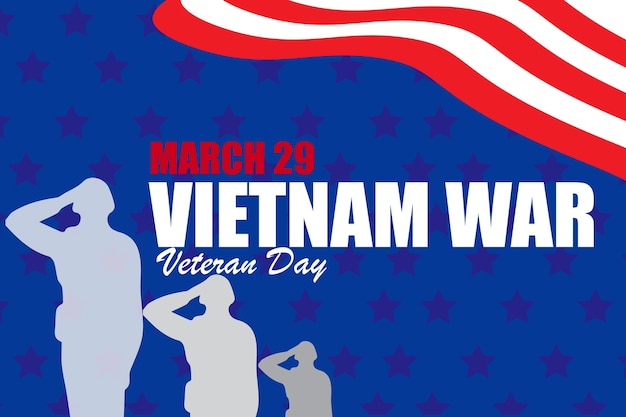 El Día Nacional de los Veteranos de la Guerra de Vietnam se celebró el 29 de marzo en EE. UU. Diseño de carteles de tarjetas de felicitación de fondo