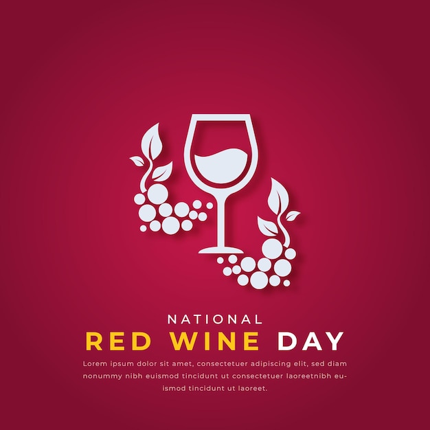 Día Nacional del Vino Rojo Estilo de corte de papel Diseño vectorial Ilustración para anuncios de carteles de fondo