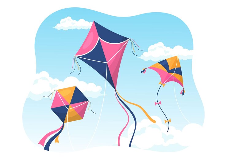 Vector día nacional de volar cometas el 8 de febrero de sunny sky in kids summer leisure activity in illustration