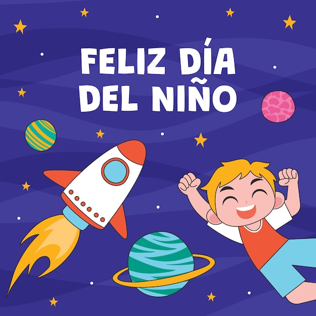 Día del niño dibujado a mano en español ilustración