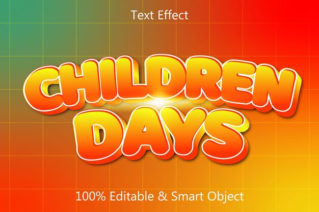 Día del niño Efecto de texto 3 dimensiones Relieve Estilo de dibujos animados