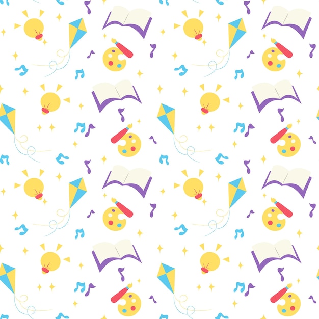 Día de los niños dibujados a mano de patrones sin fisuras ilustración vectorial