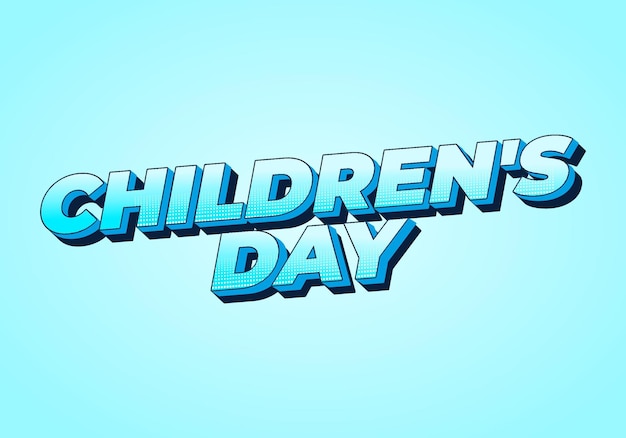 Día de los niños Efecto de texto en buenos colores con estilo 3D