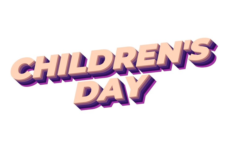 Vector día de los niños efecto de texto en buenos colores con estilo 3d