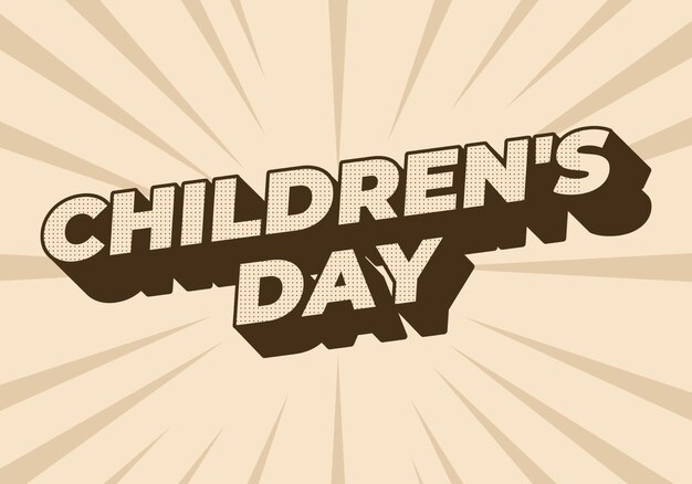 Día de los niños Efecto de texto en buenos colores con estilo 3D