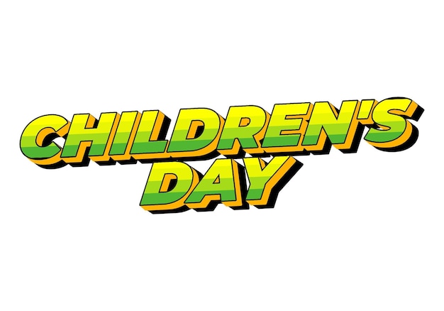 Día de los niños Efecto de texto en buenos colores con estilo 3D