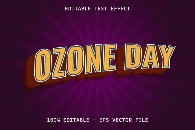 Vector día del ozono con efecto de texto editable de estilo cómico moderno