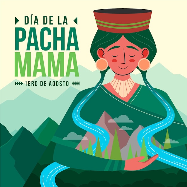 Vector dia de la pachamama ilustración