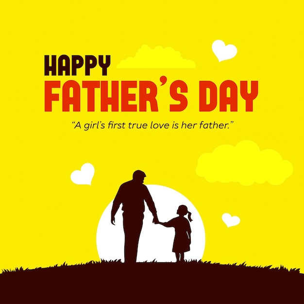 Vector día del padre con niño fondo amarillo y cielo