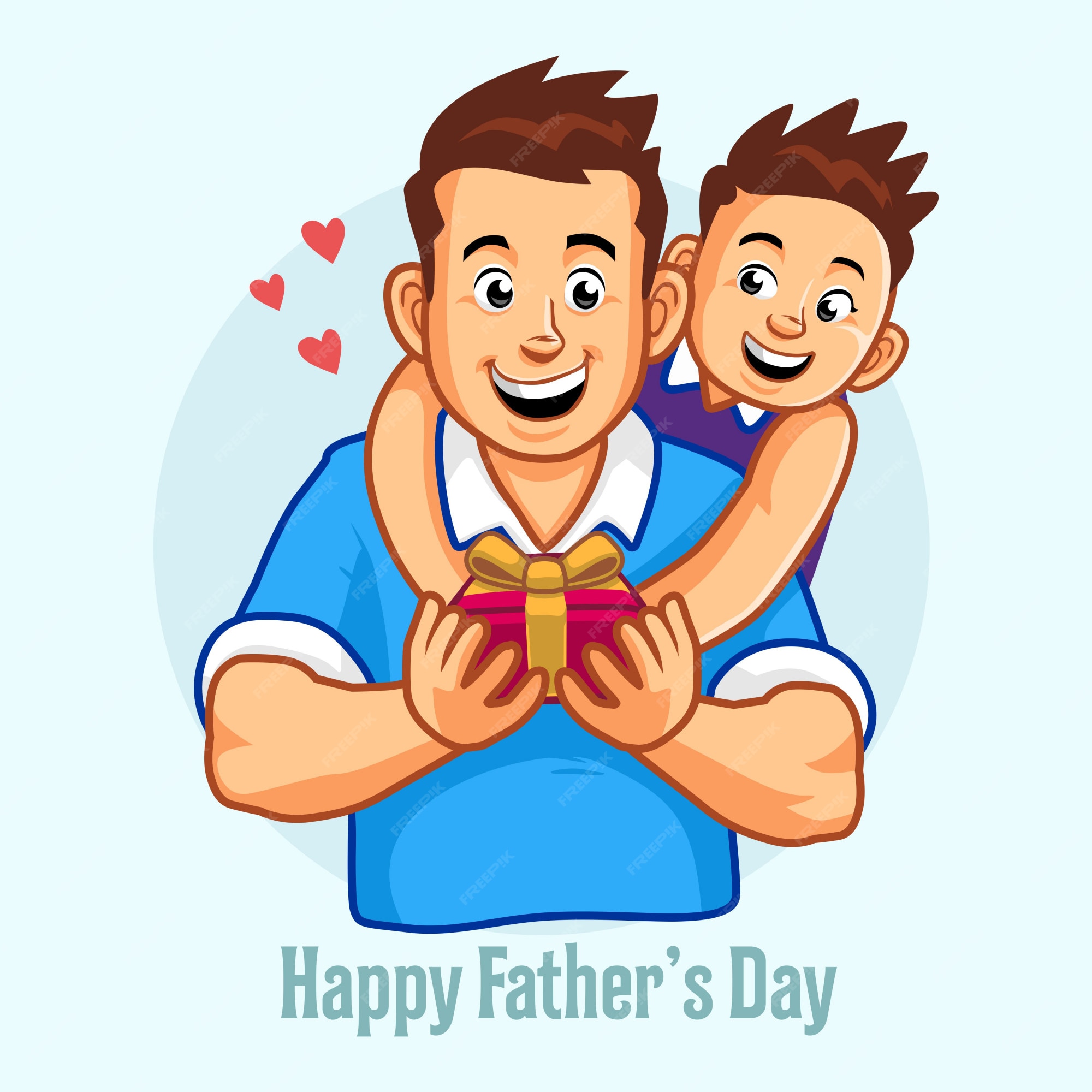 Dia del padre. padre e hijo. el hijo le está dando un regalo al padre. |  Vector Premium