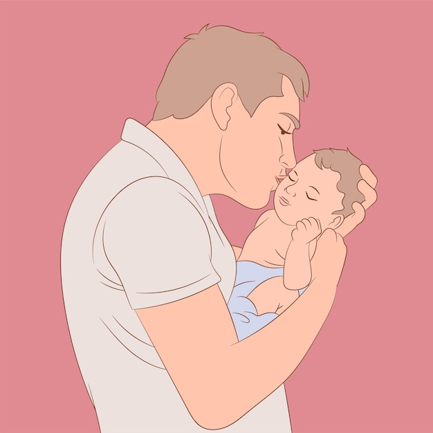 Día del padre Papá joven con su pequeño hijo.
