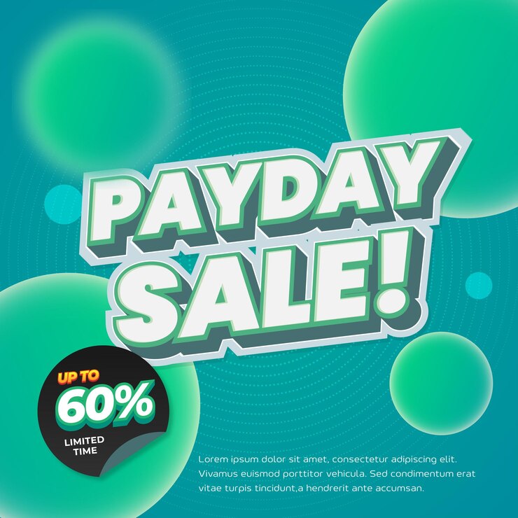 Día de pago de compras ofertas de descuento de ventas texto editable burbujas de gradiente turquesa suave banner