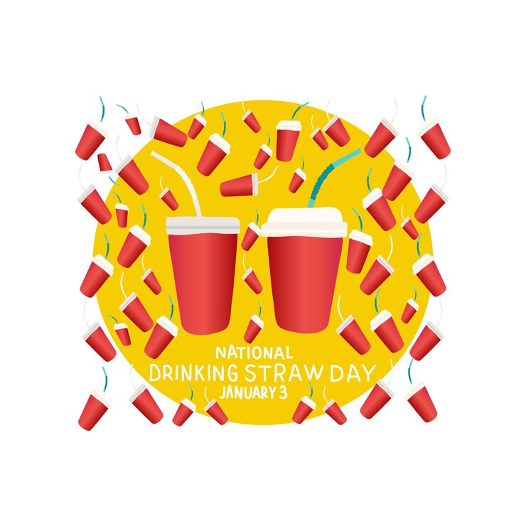 Vector día de la paja para beber 3 de enero