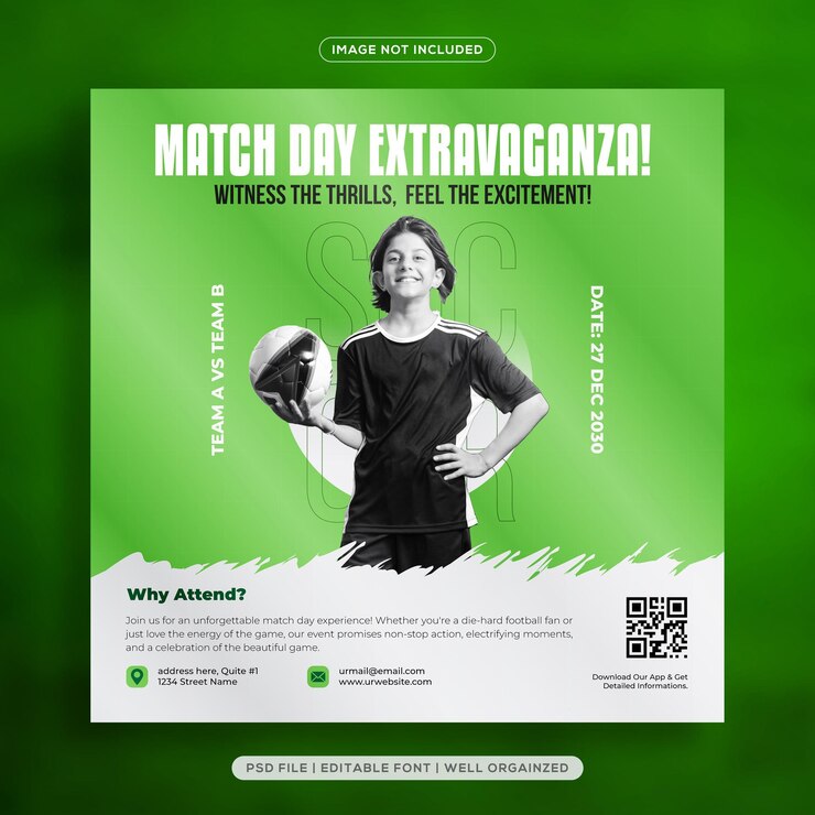 Día del partido de fútbol Medios sociales Instagram Historias plantillas de publicaciones