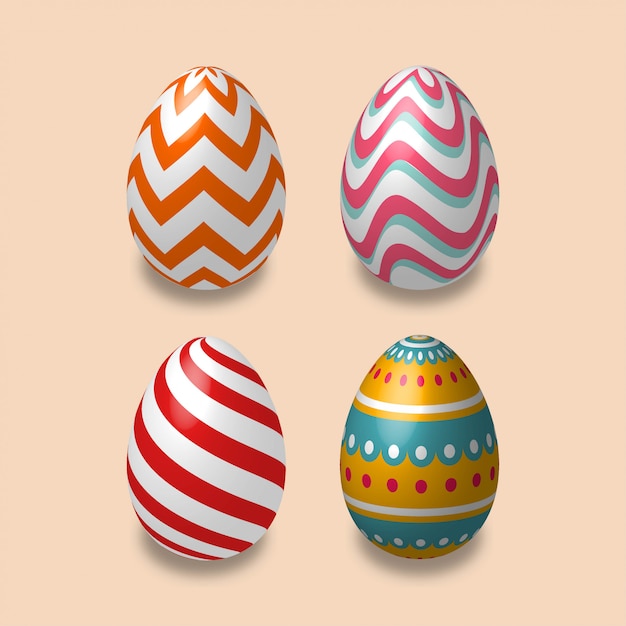 Vector día de pascua, colección 3d de huevo