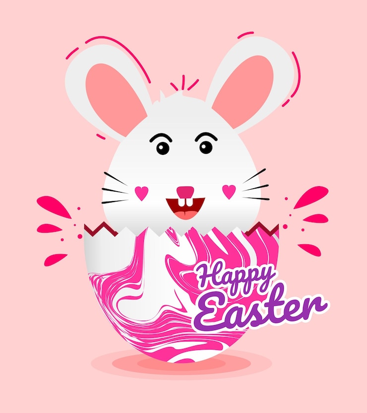 Vector día de pascua con ilustración de vector de conejito lindo