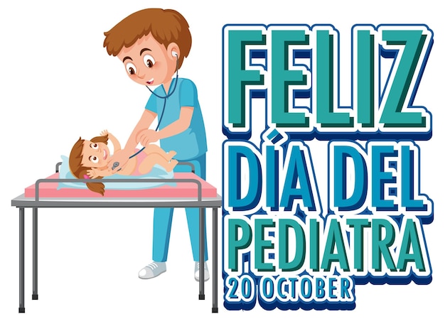 Dia del pediatra texto con personaje de dibujos animados | Vector Premium Dia del pediatra texto con personaje de dibujos animados | Vector Premium