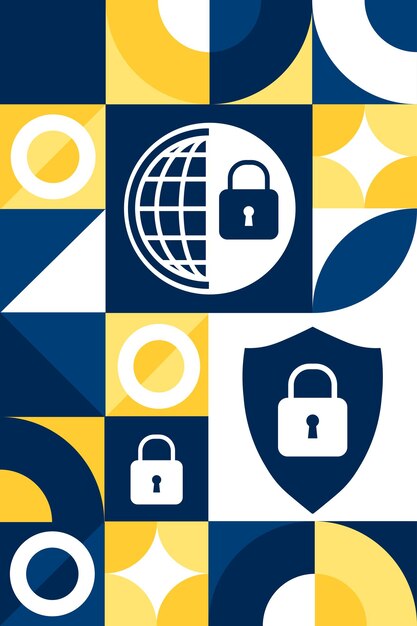Día de la Privacidad de Datos 28 de enero Patrón geométrico sin costuras plantilla para cartel de cartel de bandera de fondo Ilustración vectorial EPS10