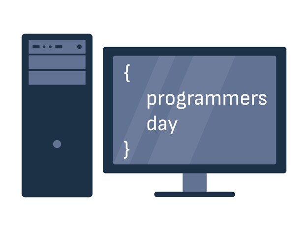 Día del programador Diseño creativo en el monitor de la computadora Ilustración vectorial