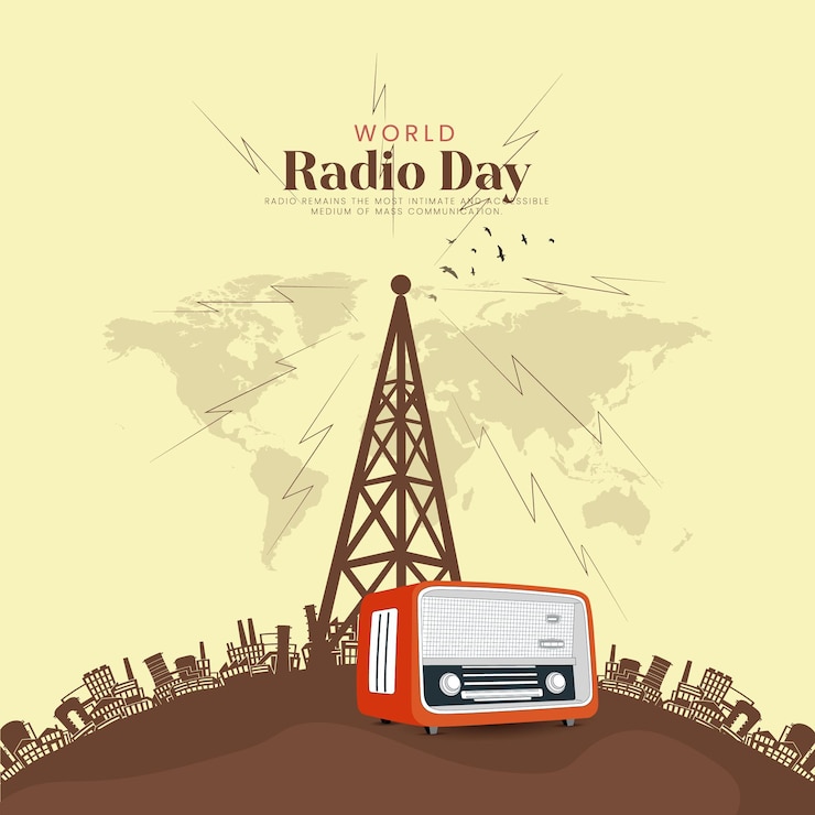 Vector día de la radio concepto creativo de fondo diseño del día mundial de la radio para las redes sociales post ilustración en 3d