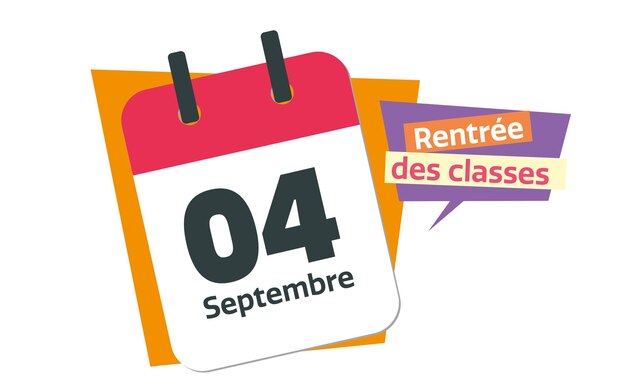 Vector día de regreso a la escuela de francia elemento de diseño de calendario francés