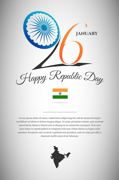 Día de la república india 26 de enero concepto de diseño de vectores de color