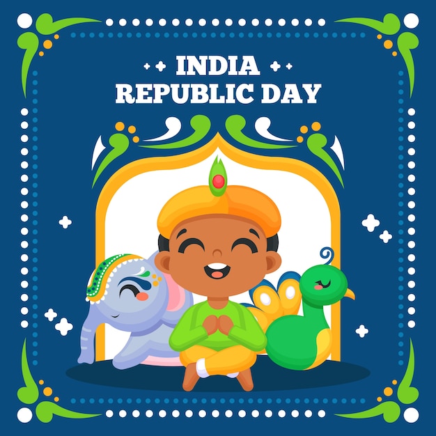 Día de la república india en diseño plano