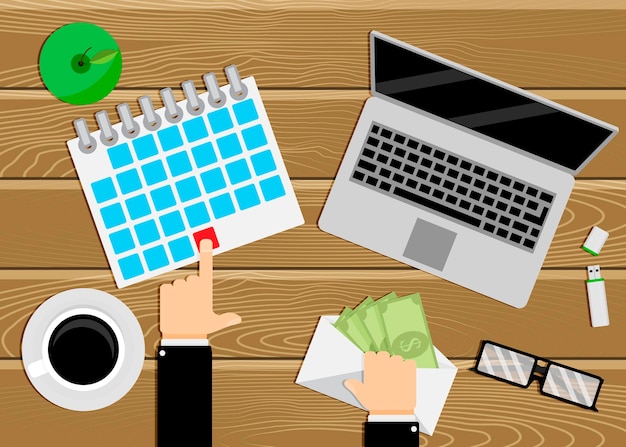 Día de salario mes rentable Lugar de trabajo de mesa superior