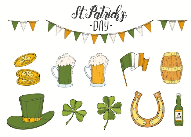 Día de san patricio con dibujado a mano