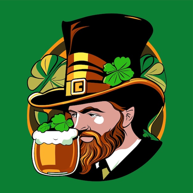 Vector día de san patricio duende verde dibujado a mano dibujos animados pegatina icono concepto aislado ilustración