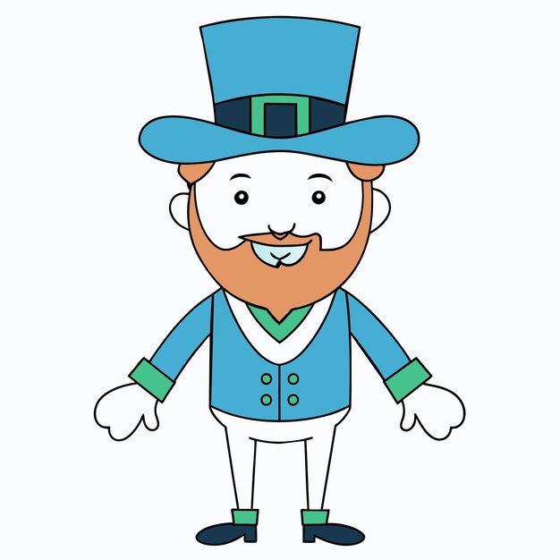 El día de san patricio leprechaun adhesivo de dibujos animados dibujado a mano icono concepto ilustración aislada