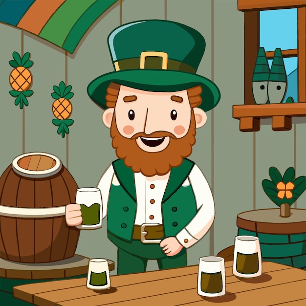 Vector el día de san patricio leprechaun adhesivo de dibujos animados dibujado a mano icono concepto ilustración aislada