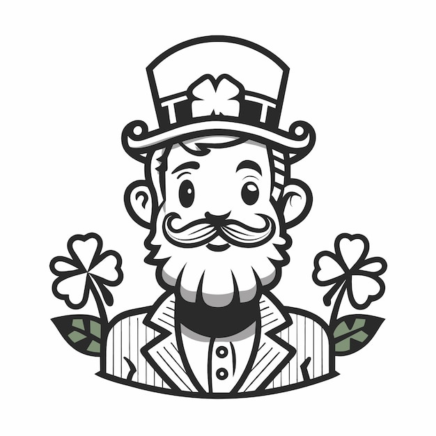 Vector el día de san patricio leprechaun adhesivo de dibujos animados dibujado a mano icono concepto ilustración aislada