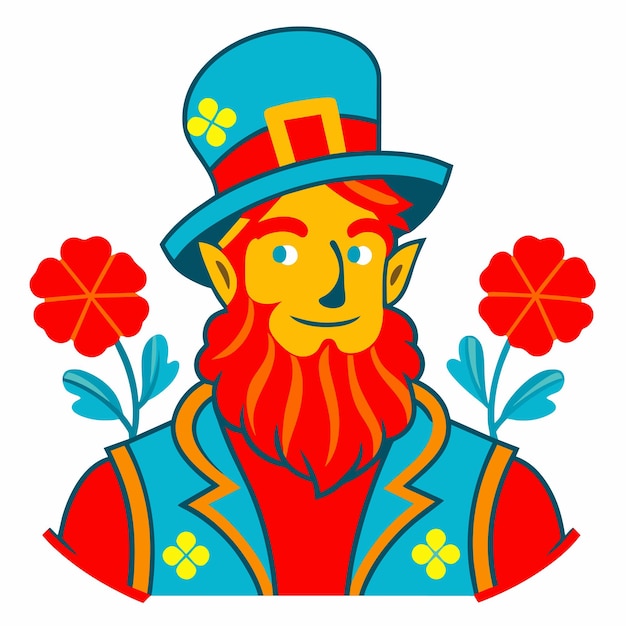 Vector el día de san patricio leprechaun adhesivo de dibujos animados dibujado a mano icono concepto ilustración aislada