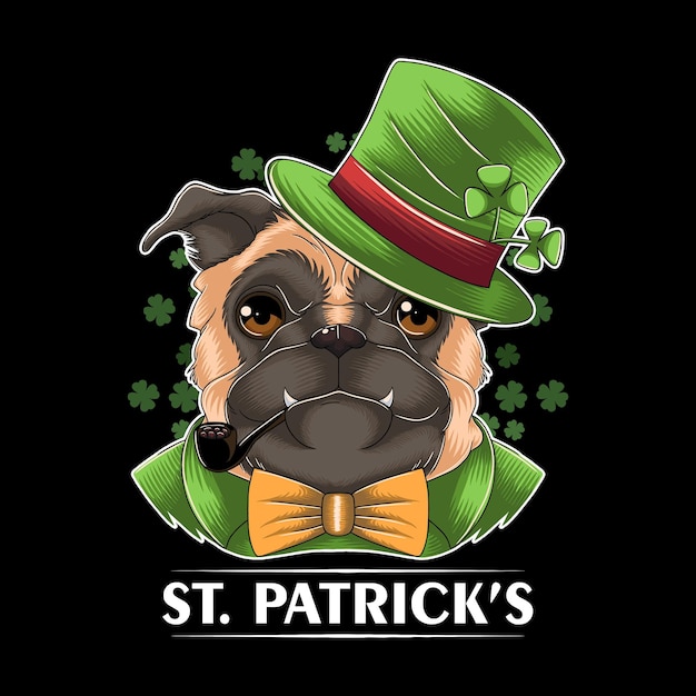 Día de san patricio lindo pug temático