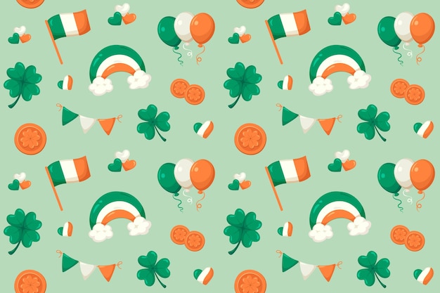 Día de San Patricio patrón sin costuras en fondo verde