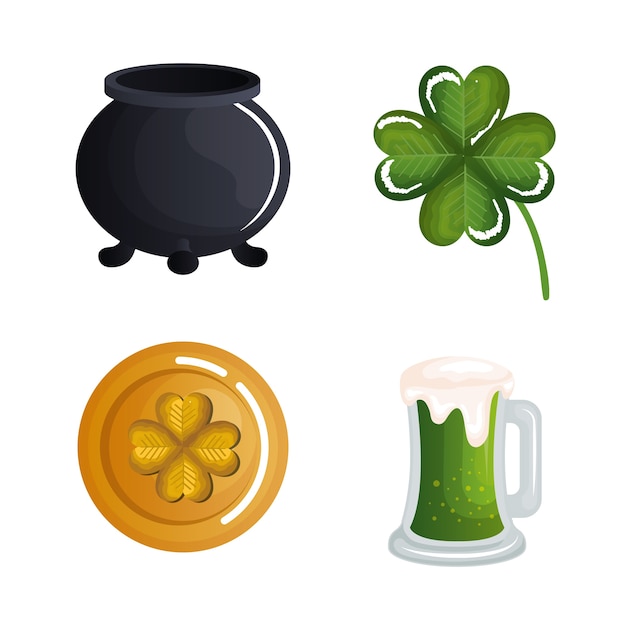 Vector día de san patricio set iconos