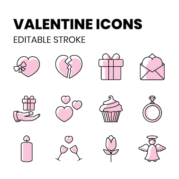 Día de San Valentín 16 íconos vectoriales