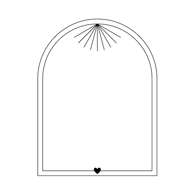 Día de San Valentín amor marco estético con corazones y rayos de moda geométrica minimalista forma lineal