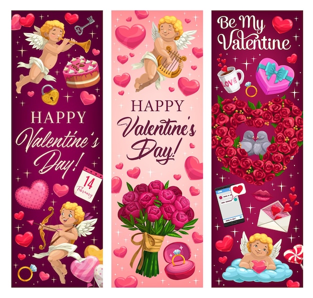 Día de San Valentín amor vacaciones corazones Cupidos flor