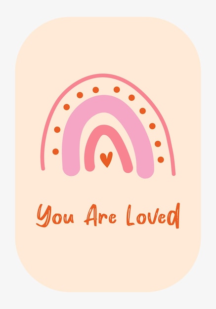 Vector día de san valentín boho arco iris ilustración signo de paz amor relaciones familiares eres amado