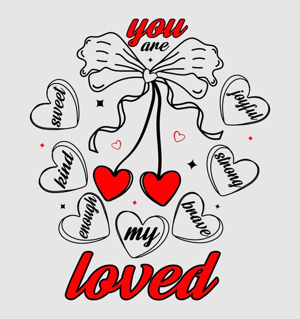 Día de San Valentín Caramelos Corazones Ilustración vectorial Amor Tipografía Diseño vectorial