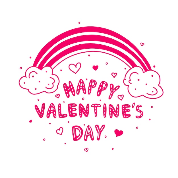 Día de San Valentín doodle letras 14 de febrero elementos de letras de símbolos de vacaciones aislado para el diseño