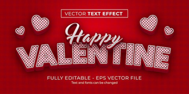 Vector día de san valentín efecto de estilo de texto 3d estilo de texto de ilustrador editable